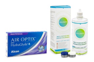 Air Optix Plus Hydraglyde Multifocal (6 leća) + Solunate Multi-Purpose 400 ml s kutijicom